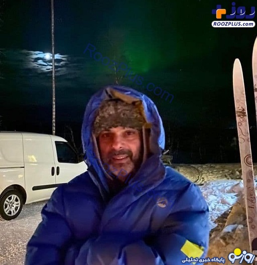 پیمان معادی در سرمای منفی ۲۸ درجه قطب شمال!/عکس